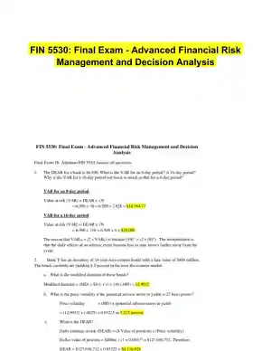 FIN 5530: Final Exam - Advanced Financial Risk Management and Decision Analysis