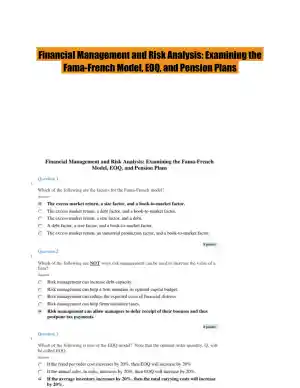 Financial Management and Risk Analysis: Examining the Fama-French Model, EOQ, and Pension Plans