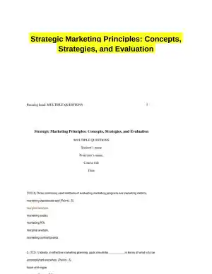 Strategic Marketing Principles: Concepts, Strategies, and Evaluation