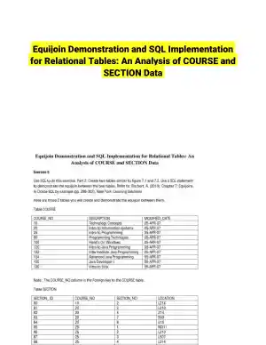 Equijoin Demonstration and SQL Implementation for Relational Tables: An Analysis of COURSE and SECTION Data