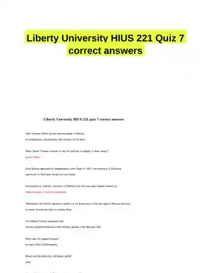 Liberty University HIUS 221 Quiz 7 correct answers