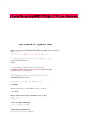 Liberty University HIUS 221 Quiz 5 Correct Answers