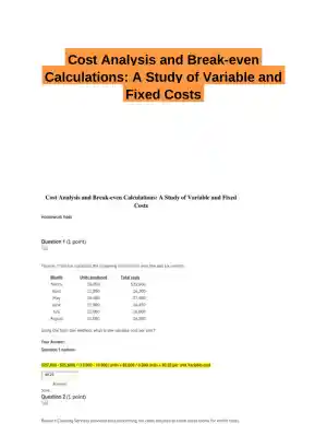 Cost Analysis and Break-even Calculations: A Study of Variable and Fixed Costs