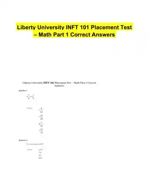 Liberty University INFT 101 Placement Test � Math Part 1 Correct Answers
