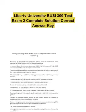 Liberty University BUSI 300 Test Exam 2 Complete Solution Correct Answer Key