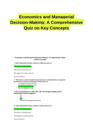 Economics and Managerial Decision-Making: A Comprehensive Quiz on Key Concepts