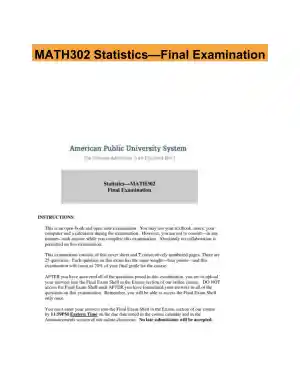 MATH302 Statistics�Final Examination
