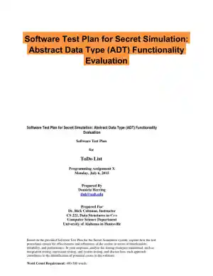 Software Test Plan for Secret Simulation: Abstract Data Type (ADT) Functionality Evaluation