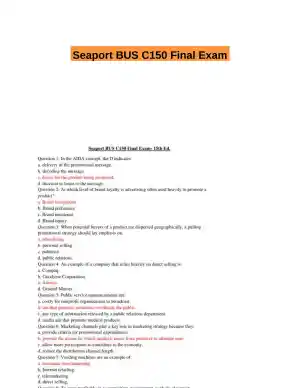 Seaport BUS C150 Final Exam
