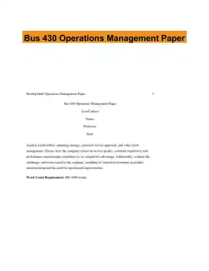 Bus 430 Operations Management Paper