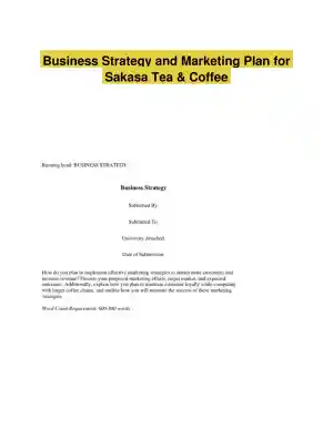 Business Strategy and Marketing Plan for Sakasa Tea & Coffee