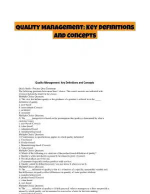 Quality Management: Key Definitions and Concepts