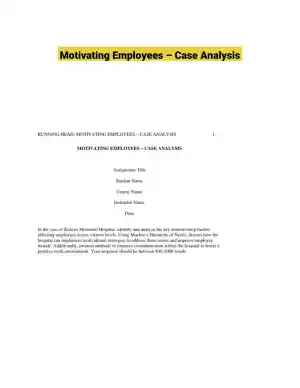 Motivating Employees � Case Analysis