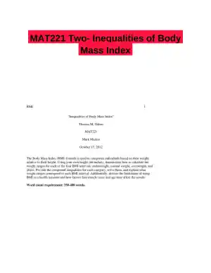 MAT221 Two- Inequalities of Body Mass Index