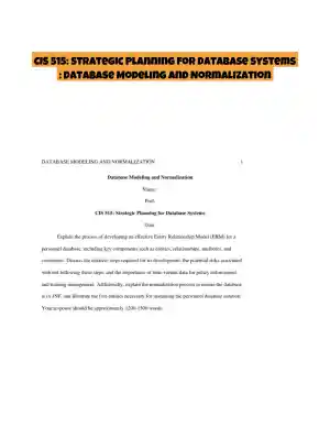 CIS 515: Strategic Planning for Database Systems : Database Modeling and Normalization