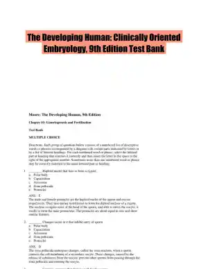 The Developing Human: Clinically Oriented Embryology, 9th Edition Test Bank