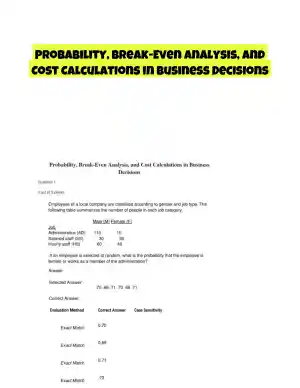 Probability, Break-Even Analysis, and Cost Calculations in Business Decisions