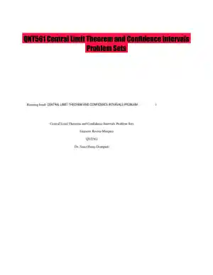 QNT561 Central Limit Theorem and Confidence Intervals Problem Sets