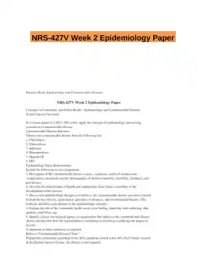 NRS-427V Week 2 Epidemiology Paper
