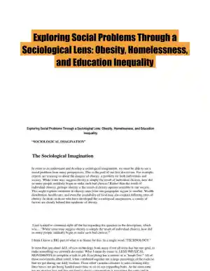 Exploring Social Problems Through a Sociological Lens: Obesity, Homelessness, and Education Inequality