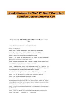 Liberty University PSYC 101 Quiz 2 Complete Solution Correct Answer Key