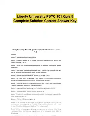 Liberty University PSYC 101 Quiz 5 Complete Solution Correct Answer Key