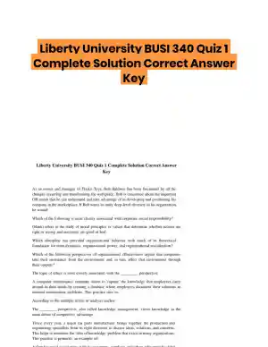 Liberty University BUSI 340 Quiz 1 Complete Solution Correct Answer Key