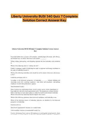 Liberty University BUSI 340 Quiz 7 Complete Solution Correct Answer Key