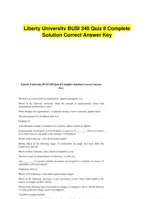Liberty University BUSI 340 Quiz 8 Complete Solution Correct Answer Key