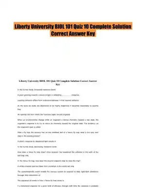 Liberty University BIOL 101 Quiz 10 Complete Solution Correct Answer Key