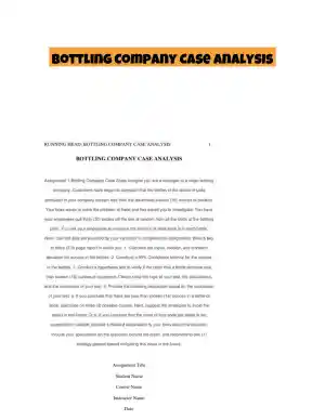 Bottling Company Case Analysis