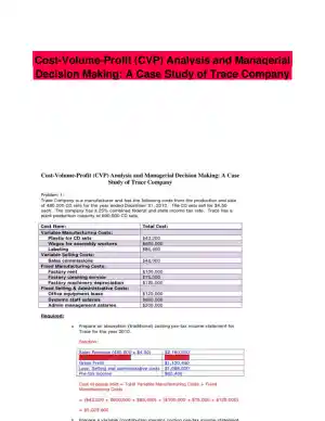 Cost-Volume-Profit (CVP) Analysis and Managerial Decision Making: A Case Study of Trace Company