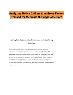 Analyzing Policy Options to Address Excess Demand for Medicaid Nursing Home Care