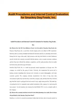 Audit Procedures and Internal Control Evaluation for Smackey Dog Foods, Inc.