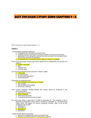 ACCT 2101 Exam 2 Study Guide Chapters 4 � 6