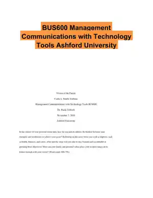 BUS600 Management Communications with Technology Tools Ashford University