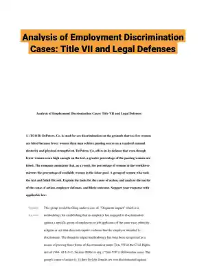 Analysis of Employment Discrimination Cases: Title VII and Legal Defenses