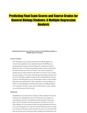 Predicting Final Exam Scores and Course Grades for General Biology Students: A Multiple Regression Analysis