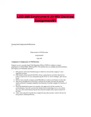 LEG 500 Employment-At-Will Doctrine Assignment#1