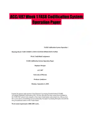 ACC/497 Week 1 FASB Codification System Operation Paper