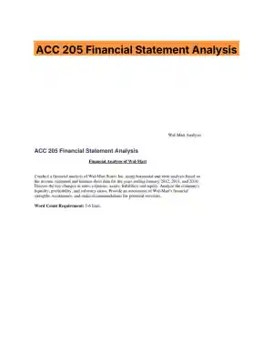 ACC 205 Financial Statement Analysis