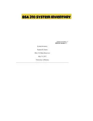 BSA 310 System Inventory