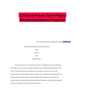 CJA/314 Prison Term Policy Recommendation Proposal