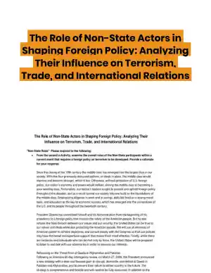 The Role of Non-State Actors in Shaping Foreign Policy: Analyzing Their Influence on Terrorism, Trade, and International Relations
