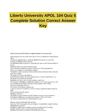 Liberty University APOL 104 Quiz 5 Complete Solution Correct Answer Key