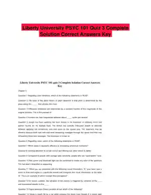 Liberty University PSYC 101 Quiz 3 Complete Solution Correct Answers Key