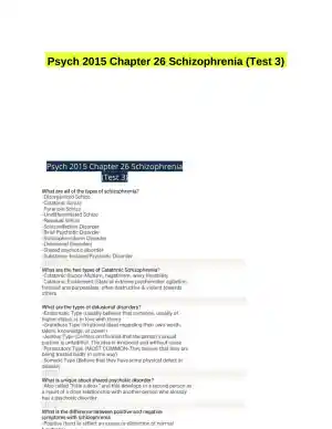 Psych 2015 Chapter 26 Schizophrenia (Test 3)