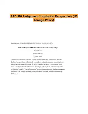 PAD 510 Assignment 1 Historical Perspectives (US Foreign Policy)