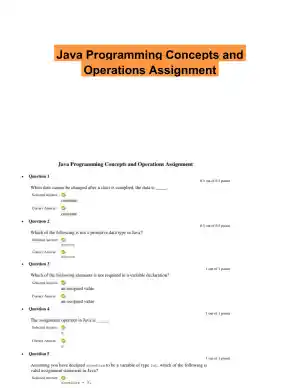 Java Programming Concepts and Operations Assignment