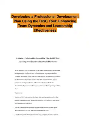 Developing a Professional Development Plan Using the DiSC Tool: Enhancing Team Dynamics and Leadership Effectiveness